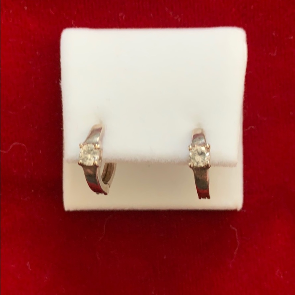 Sterling silver CZ huggie hoops 15mm from Mexico